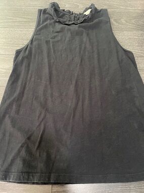 t.la Black Casual Top with Subtle Ruffle Trim